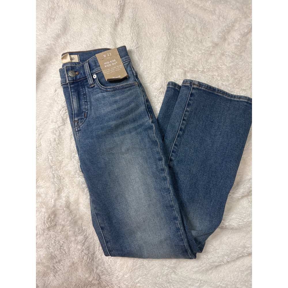 Madewell‎ Mid-Rise Kick Out Jeans Womens 23 Blue NWT Ankle Flare Magic Pockets